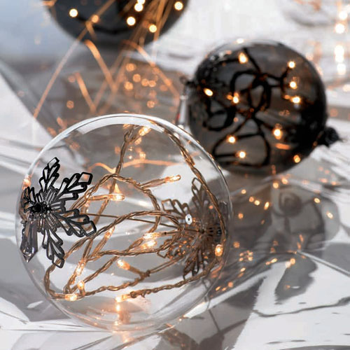 clear glass christmas balls with white led lights