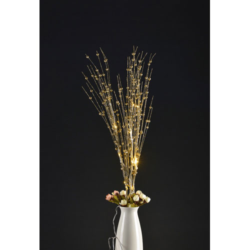 Golden Glitter Lighting Branch With Berries